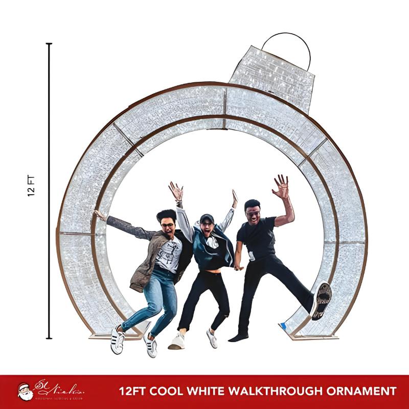 12FT Pure White Walkthrough Ornament Arch