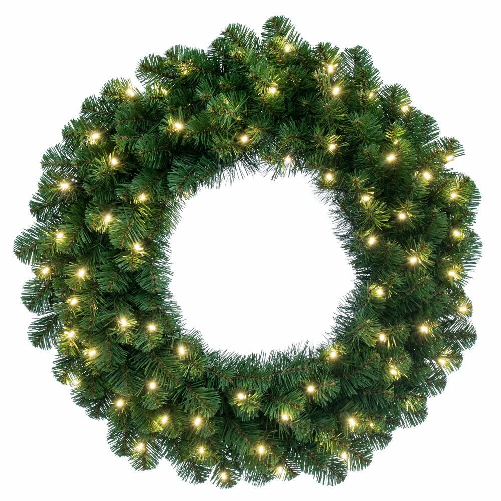 60" Oregon Fir Artificial Christmas Wreath, Warm White Single Mold LED Wide Angle Lights