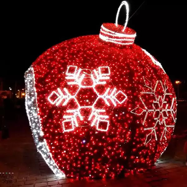 12FT Red and Cool White with Snowflakes Walkthrough Ornament