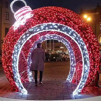 12FT Red and Cool White with Snowflakes Walkthrough Ornament