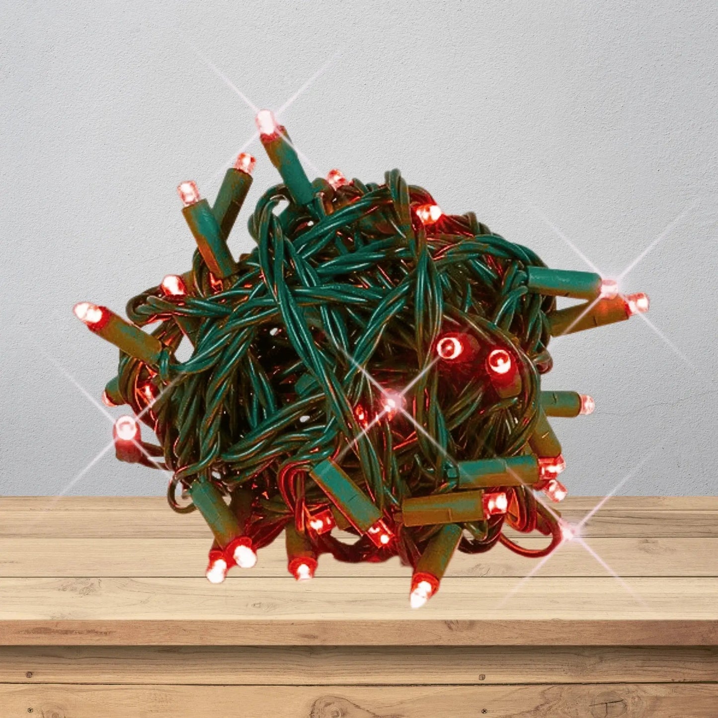 LED Mini Lights 5MM Red Twinkle Green Wire  6" Spacing