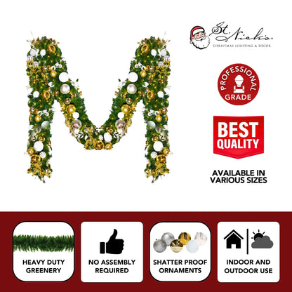 9'x14" Pre-Decorated Garland with Warm White Lights Gold/Silver/White