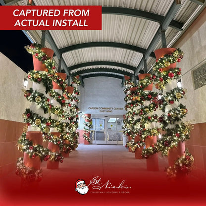 9'x14" Pre-Decorated Garland with Warm White Lights Red/Gold/Burgundy