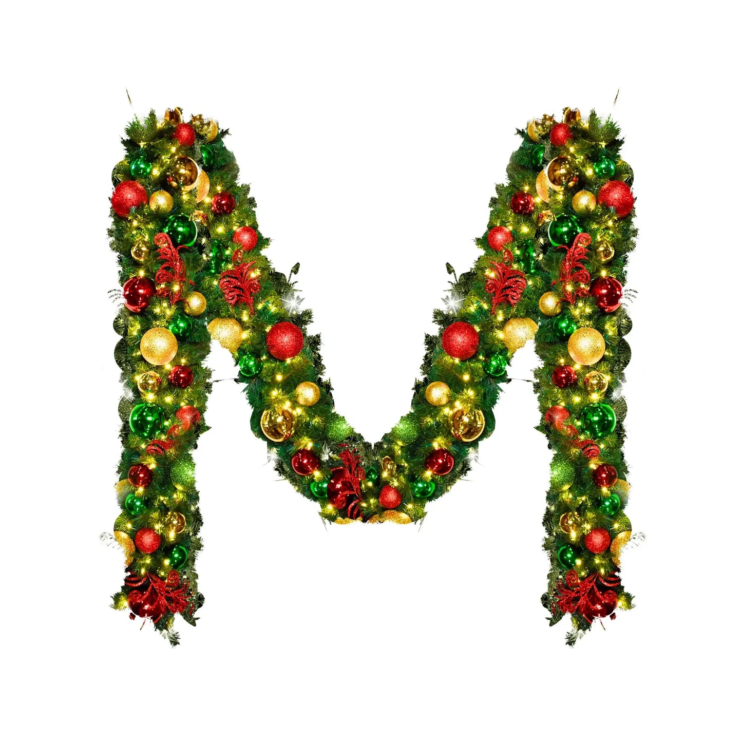 9'x14" Pre-Decorated Garland with Warm White Lights Red/Green/Gold