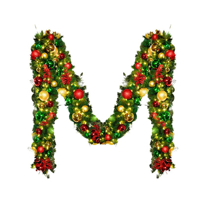 9'x14" Pre-Decorated Garland with Warm White Lights Red/Green/Gold