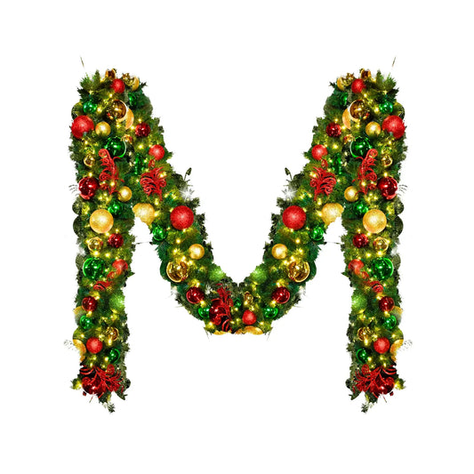 9'x14" Pre-Decorated Garland with Warm White Lights Red/Green/Gold
