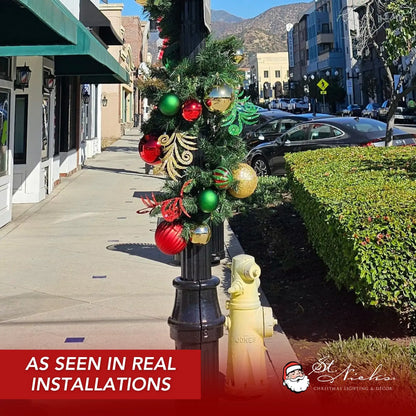 9'x14" Pre-Decorated Garland with Warm White Lights Red/Green/Gold