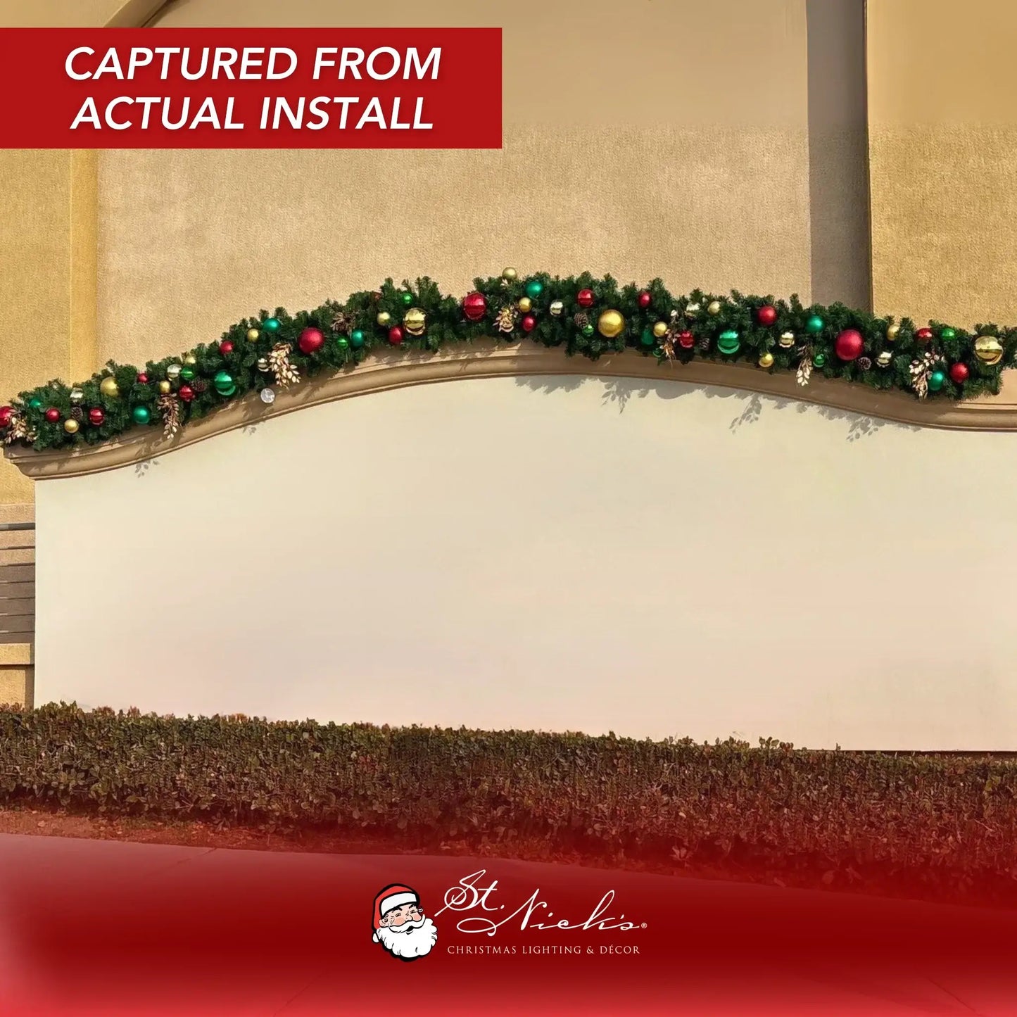 9'x14" Pre-Decorated Garland with Warm White Lights Red/Green/Gold