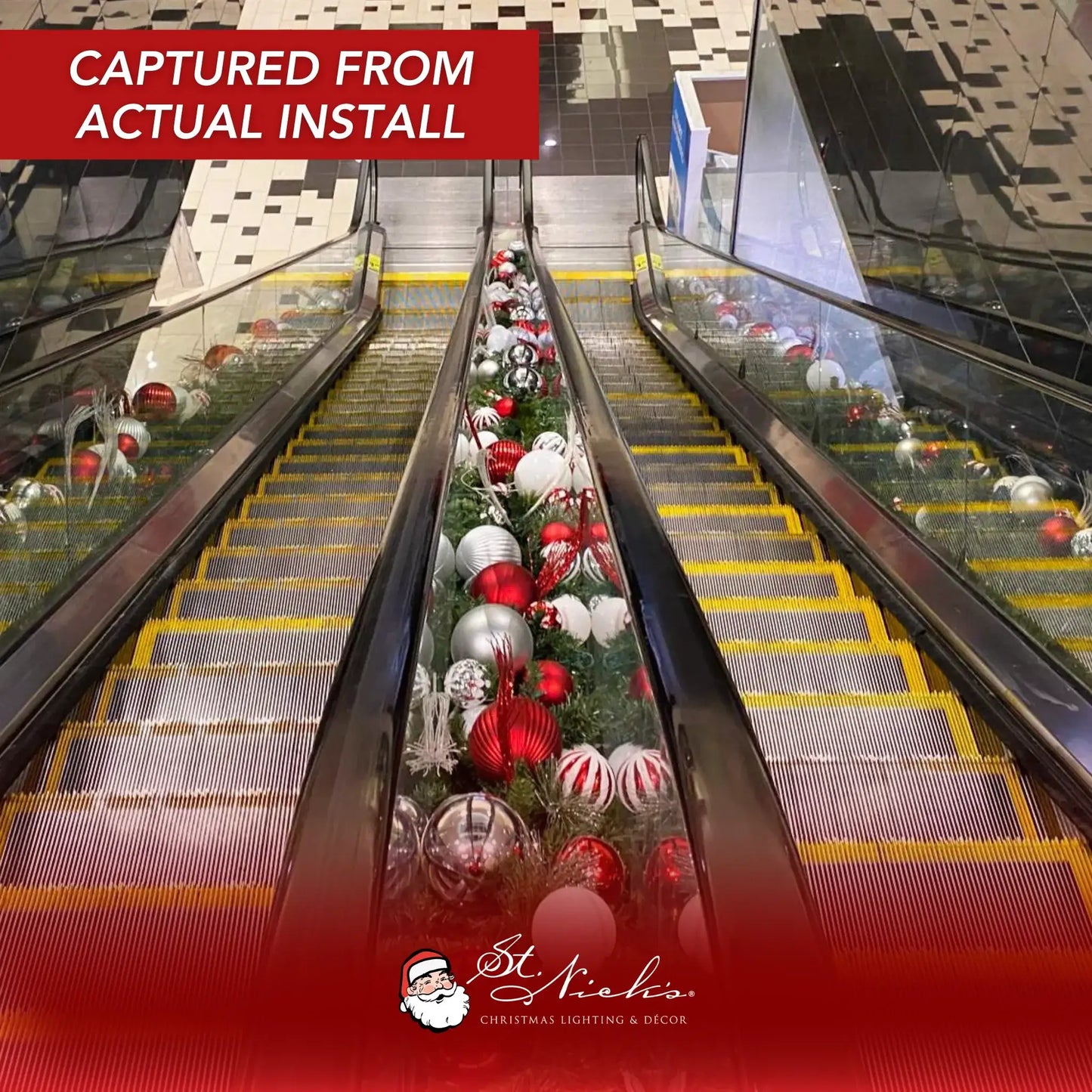 9'x14" Pre-Decorated Garland with Warm White Lights Red/White/Silver