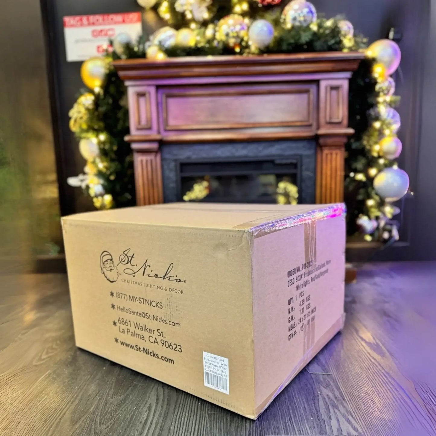 9'x14" Pre-Decorated Garland with Warm White Lights Gold/Silver