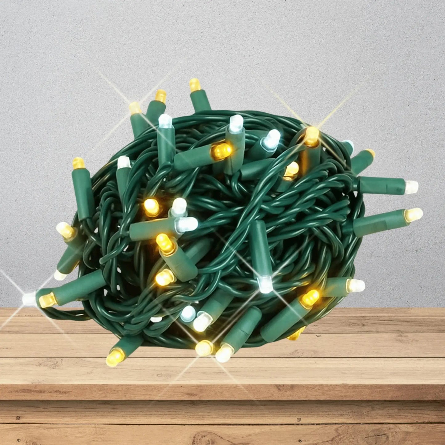 LED Mini Lights 5MM Amber/Warm White/Cool White Twinkle Green Wire - 6" Spacing