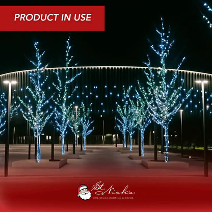 LED Mini Lights 5MM Aqua Blue and Cool White Twinkle  Green Wire- 6" Spacing