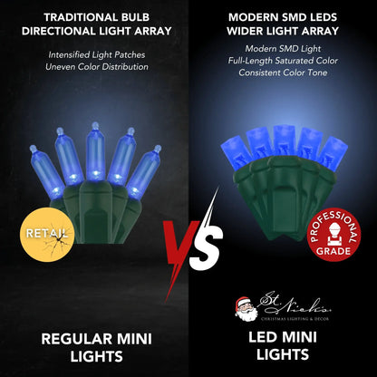 LED Mini Lights 5MM Blue Static - 6" Spacing