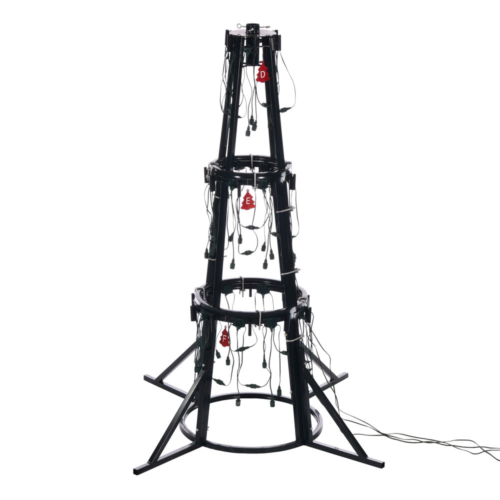 16' x 80" Artificial Pre-Lit Slim Grand Teton Frame Tree, with LED Warm White 5mm Single Mold Lights