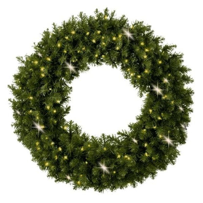 Undecorated Christmas Wreath with Warm White Lights