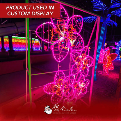 LED Mini Lights 5MM Pink Static Green Wire 6" Spacing