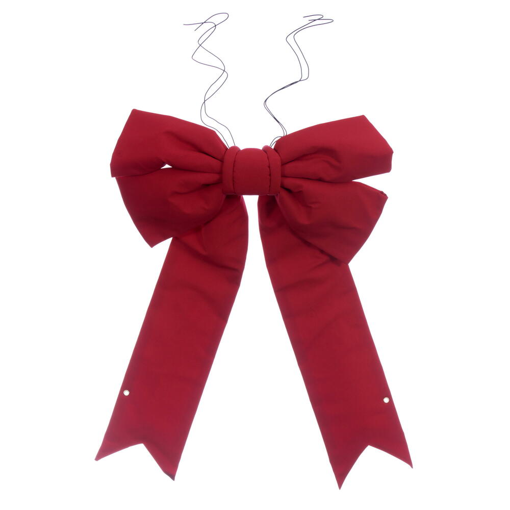 24" x 30" Red Canvas 4 Loop Outdoor Christmas Bow with UV Treated Material and Wire to Hang.