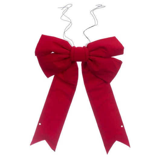 18" x 23" Red Canvas 4 Loop Outdoor Christmas Bow with UV Treated Material and Wire to Hang.