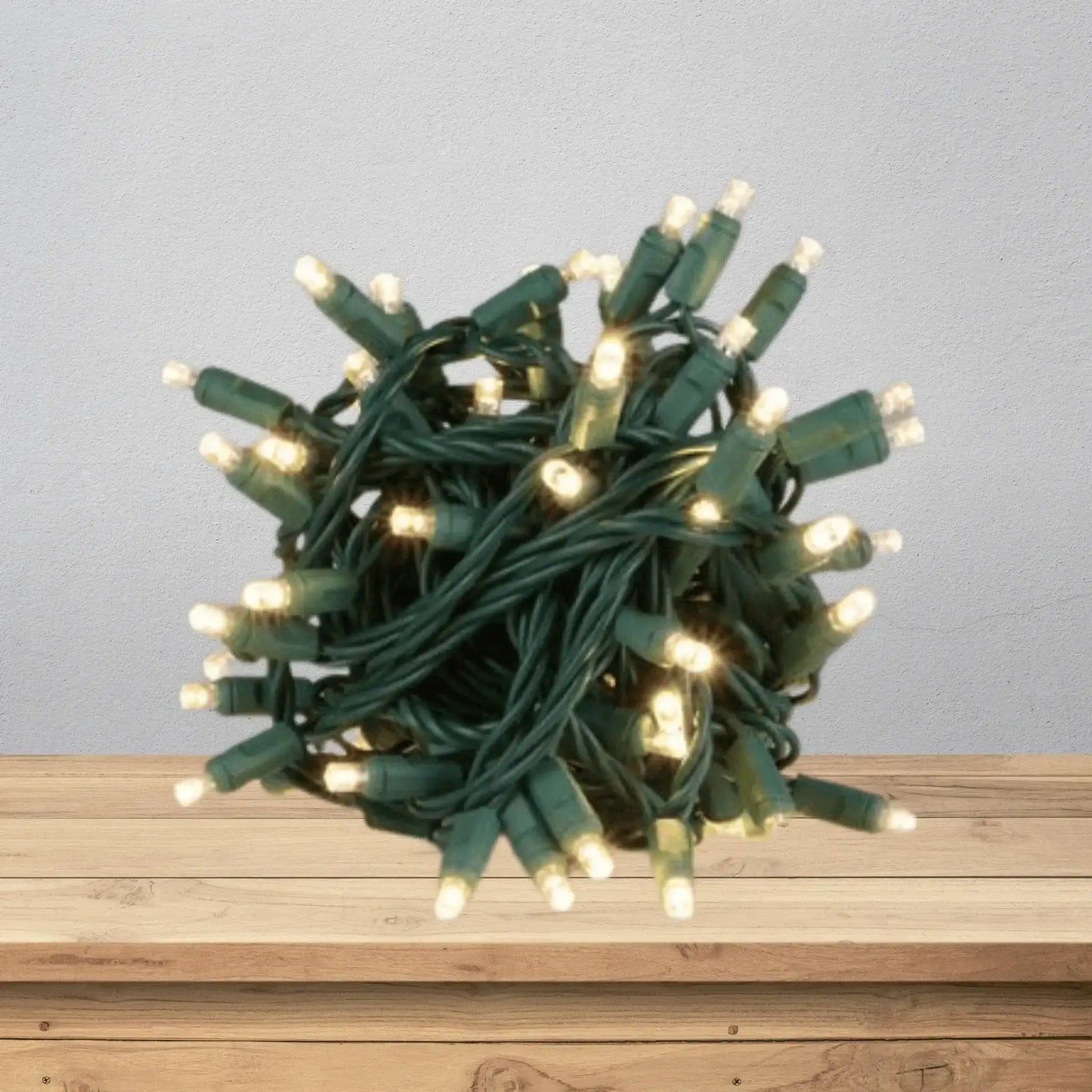 LED Mini Lights 5MM Warm White Twinkle 120v Green Wire - 6" Spacing