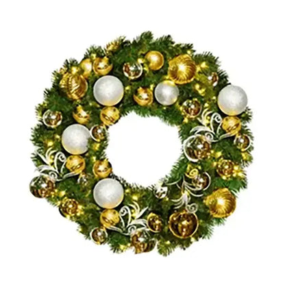 Pre-Decorated Christmas Wreath with Warm White Lights Gold/Silver
